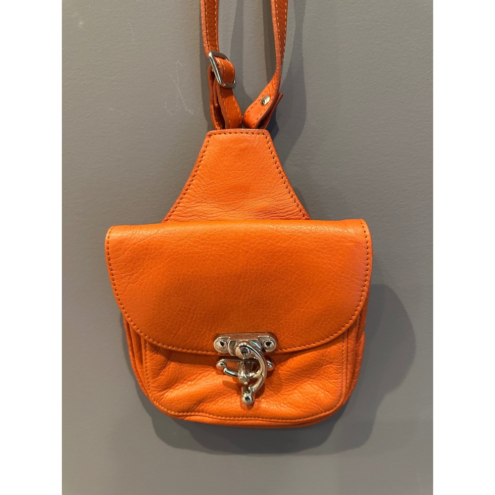 Sundance Orange Genuine Leather Mini Crossbody Bag Made in Italy Small Purse